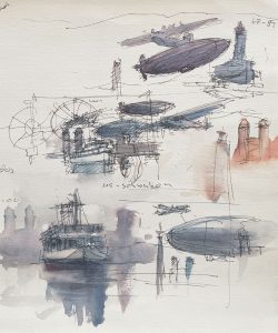 Watercolour and ink sketch