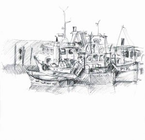 Drawing fishing boats