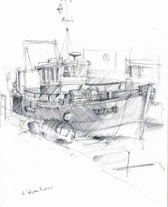 Drawing fishing boat